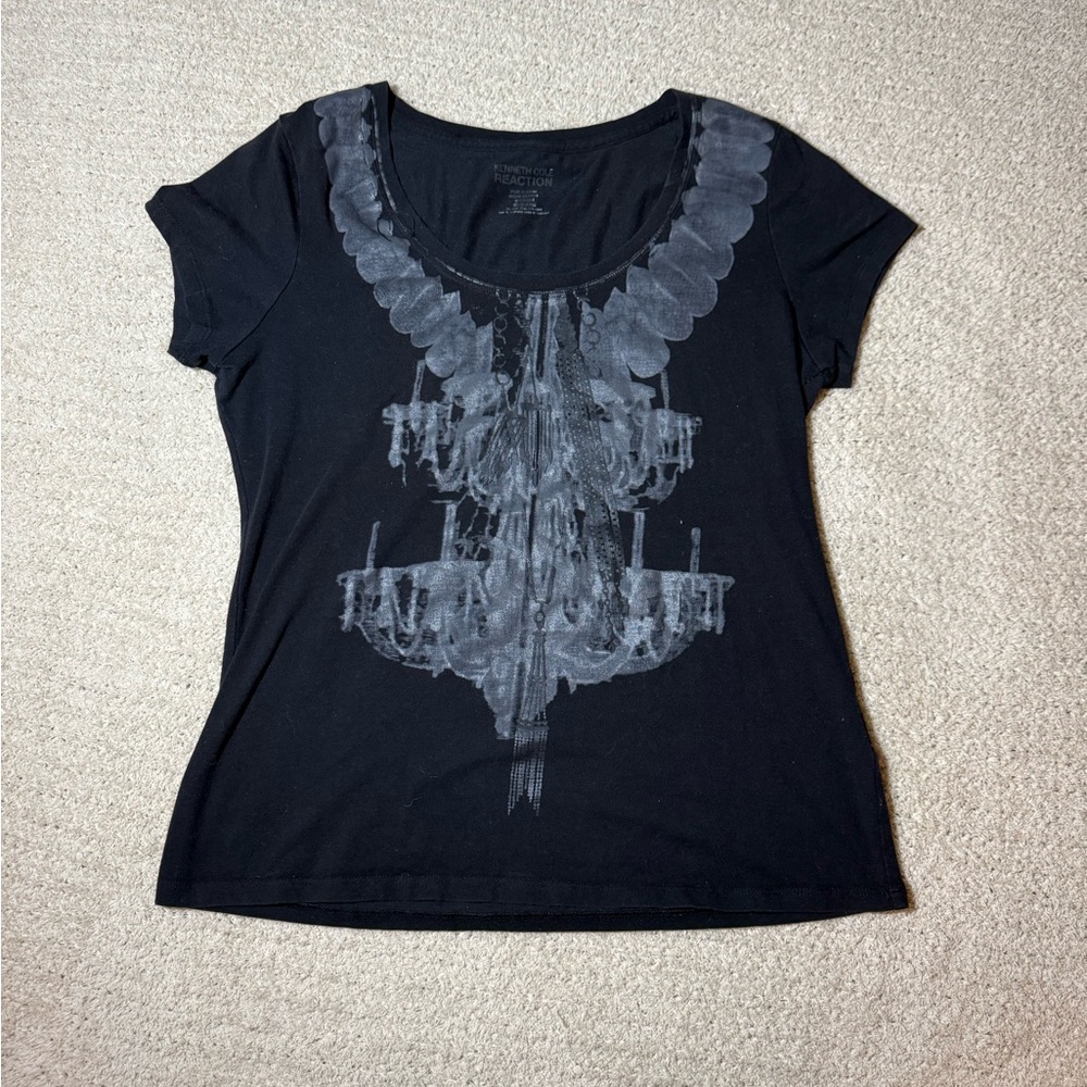 Kenneth Cole Black Tee with Gray Chandelier Graphic